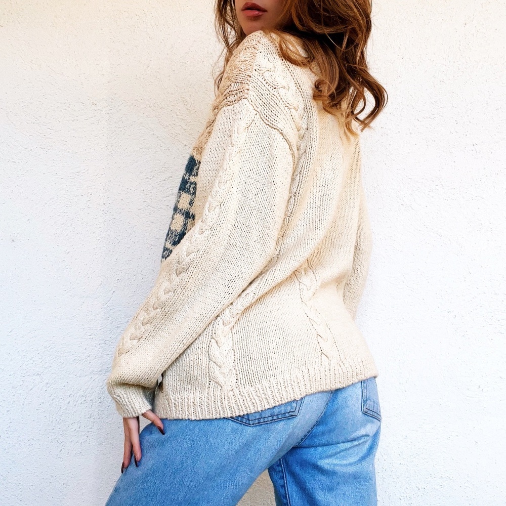 Creamy Vintage Patchwork Sweater - image 3